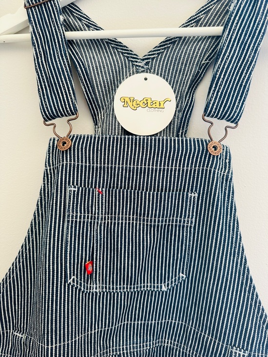 Blue White Pinstripe Dickies Hickory Relaxed Fit Overalls~Small - Picture 2 of 6